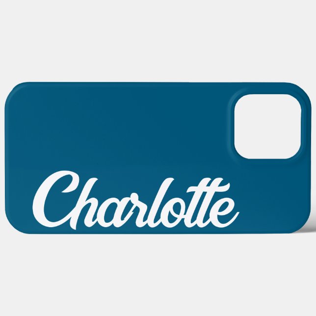 Coques Case-Mate iPhone Monogramme classique élégant personnalisé bleu océ (Verso (horizontal))