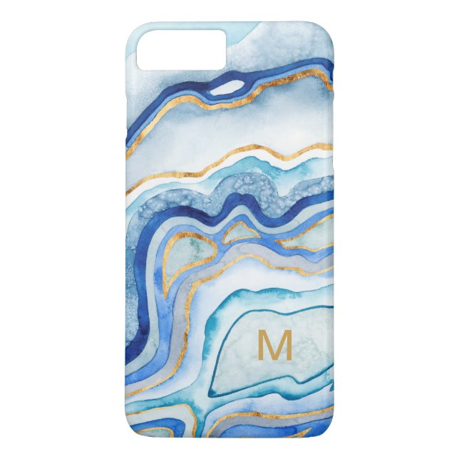 Coques Case-Mate iPhone Monogramme | Cobalt Agate II (Dos)