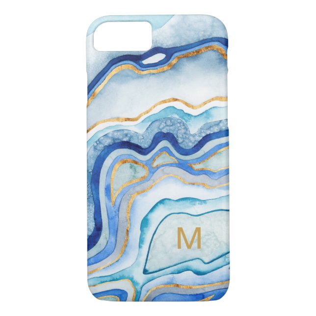 Coques Case-Mate iPhone Monogramme | Cobalt Agate II (Dos)