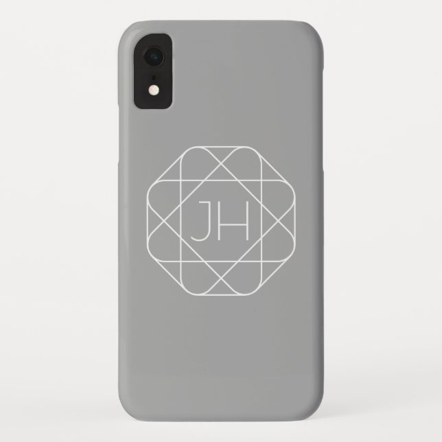 Coques Case-Mate iPhone Monogramme Cool, Style de Logo Hip Vibe | Gris & B (Dos)