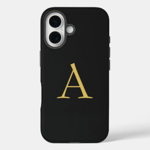 Coque Pour iPhone 16 Monogramme couleur or gris professionnel