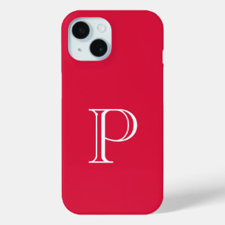 Coque Case-Mate iPhone Monogramme couleur solide rouge Crimson initial