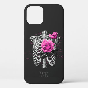 Case-Mate iPhone Case Monogramme crâne de roses roses gothiques vintage