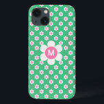 Case-Mate iPhone Case Monogramme Custom Retro Daisis Rose et Green Sherp<br><div class="desc">Un heureux et lumineux motif de marguerite rétro dans les tons vert et rose pâle. Cette conception peut être personnalisée avec une lettre monogramme. Un grand cadeau personnalisé un ado ou pour les jeunes de coeur.</div>