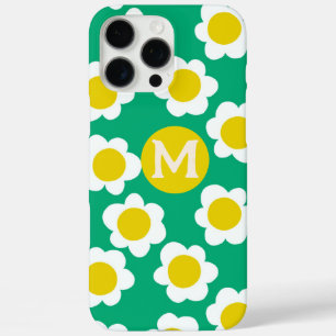 Coque iPhone 16 Pro Max Monogramme customisé Fleurs margueuses à main