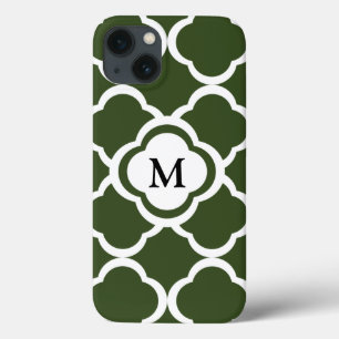 Etui iPhone Case-Mate Monogramme Cypress vert et blanc Quatrefoil
