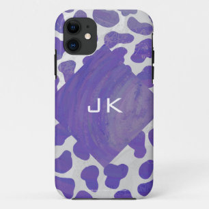 Coque Case-Mate Pour iPhone Monogramme Dalmatien violet et blanc