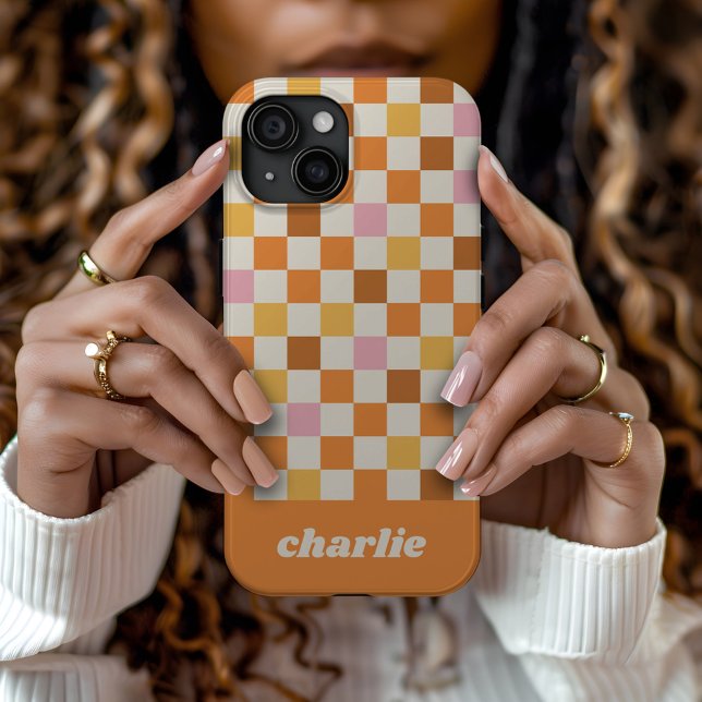 Coques Case-Mate iPhone Monogramme damier rétro branché (Créateur téléchargé)
