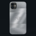 Coques Pour iPhone Monogramme d'apparence métallique brossé Cool<br><div class="desc">Cool,  élégant et minimaliste coque smartphone en métal brossé,  vous pouvez ajouter vos initiales à qui ressemblera un effet gravé.</div>