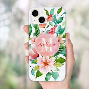 Coque Case-Mate iPhone Monogramme d'aquarelle florale Paradise