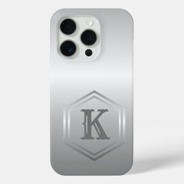 Coques Case-Mate iPhone Monogramme d'argent métallique personnalisé (Verso)