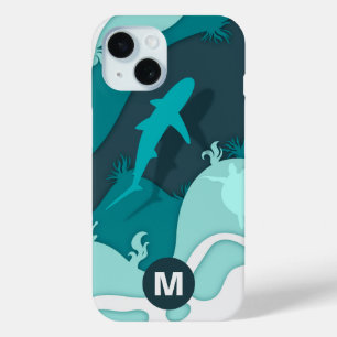Coque Case-Mate iPhone Monogramme d'art Abstrait cool requin