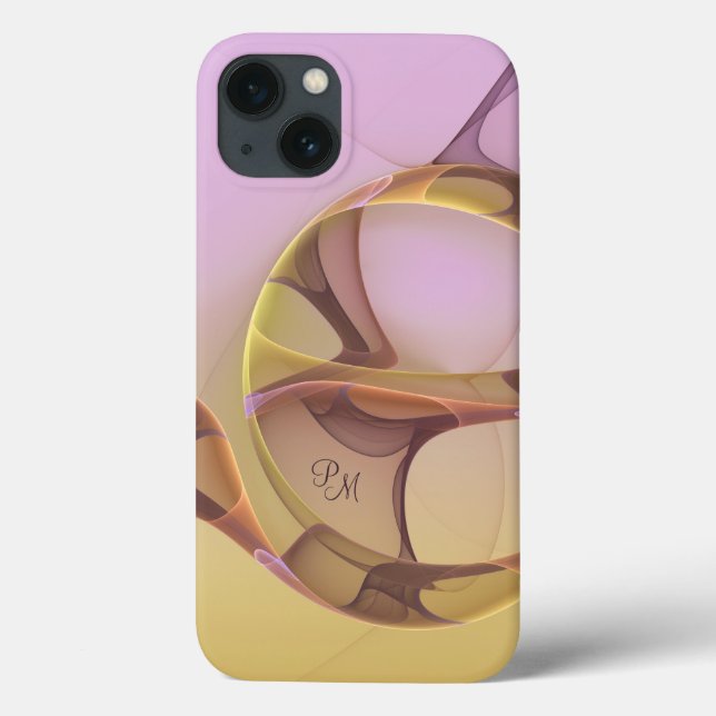 Coques Case-Mate iPhone Monogramme d'art Abstrait moderne rose doré fracta (Verso)