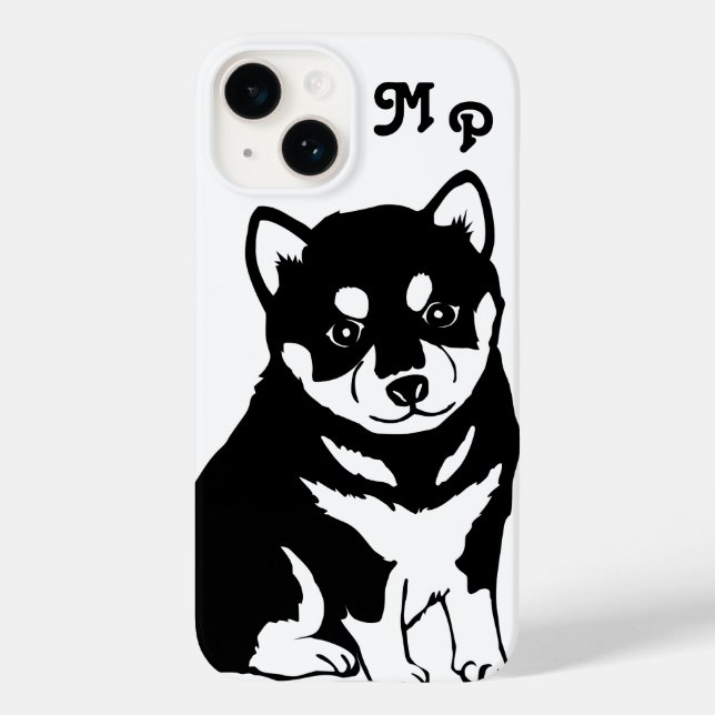 Coques Case-Mate iPhone Monogramme d'art chiot Shiba Inu (Verso)