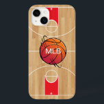 Coque Pour iPhone 14 Plus Monogramme de basket-ball sur terrain de basket-ba<br><div class="desc">Monogramme de basket-ball sur terrain de basket-ball</div>