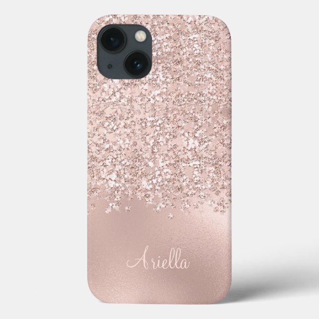 Coques Case-Mate iPhone Monogramme de bijoux pailletés or rose (Verso)