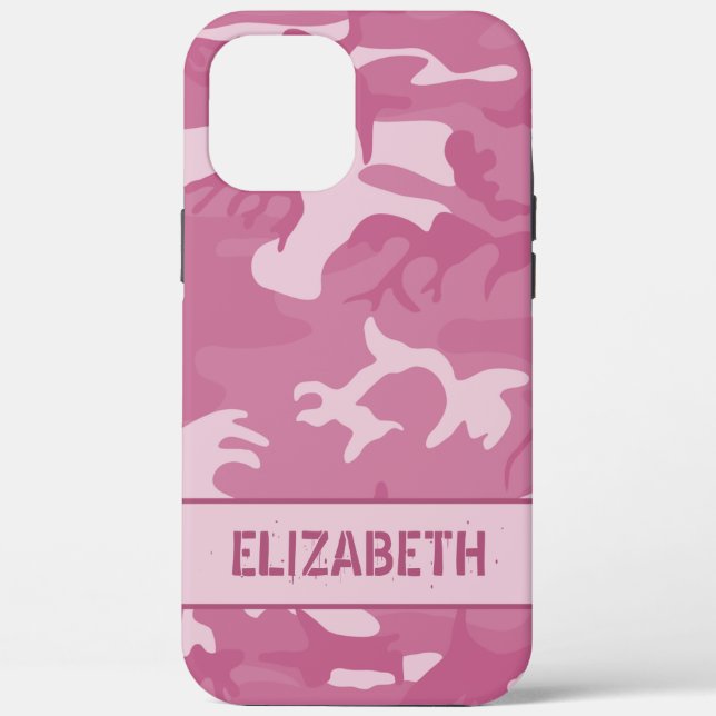 Coques Case-Mate iPhone Monogramme de camouflage rose (Verso)