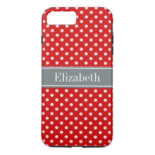 Coques Pour iPhone Monogramme de carbone rouge blanc Pois