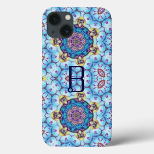 ETUI iPhone Case-Mate MONOGRAMME DE CERCLES EN FRACTAL BLEU ROSE