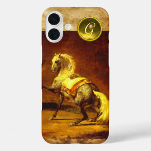 COQUE POUR iPhone 16 PLUS MONOGRAMME DE CHEVAL GRISÉ