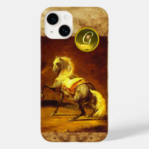 COQUE POUR iPhone 14 MONOGRAMME DE CHEVAL GRISÉ