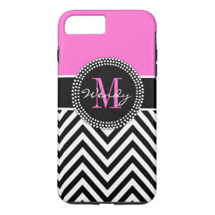 Etui iPhone Case-Mate Monogramme de Chevron rose et noir Élégant