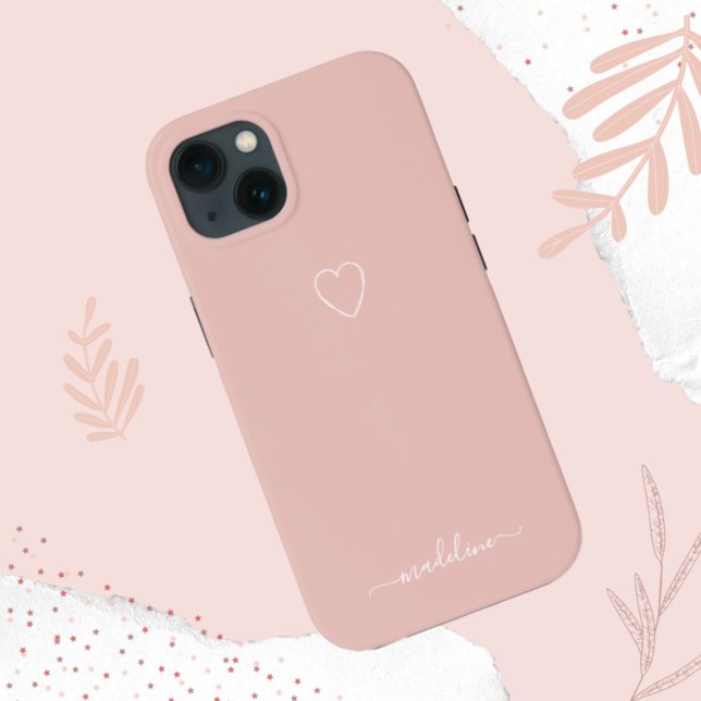 Coques Case-Mate iPhone Monogramme de coeur rose (Créateur téléchargé)