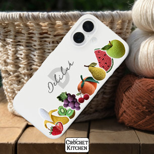 Coque Pour iPhone 16 Monogramme de collage de fruits de l'arc-en-ciel c