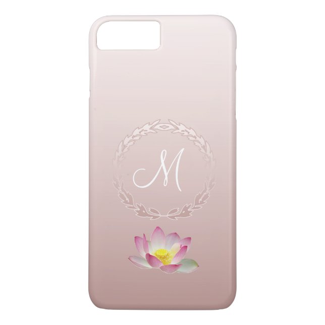 Coques Case-Mate iPhone Monogramme de couronne de laurier de lotus (Dos)