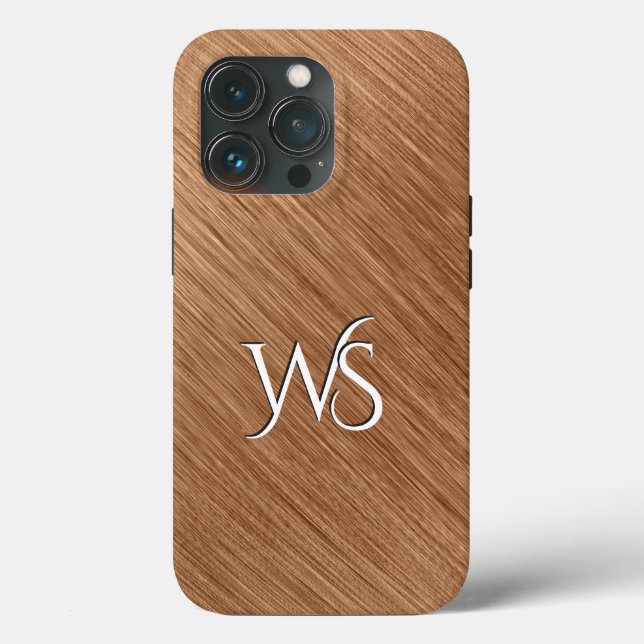 Coques Case-Mate iPhone Monogramme de cuivre brossé (Verso)