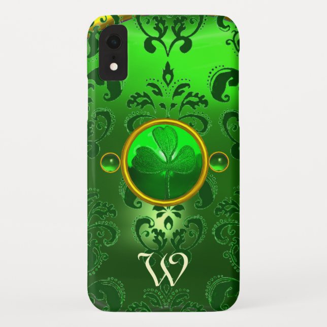 COQUES Case-Mate iPhone MONOGRAMME DE DAMASK VERT SHAMROCK DE SAINT PATRIC (Dos)