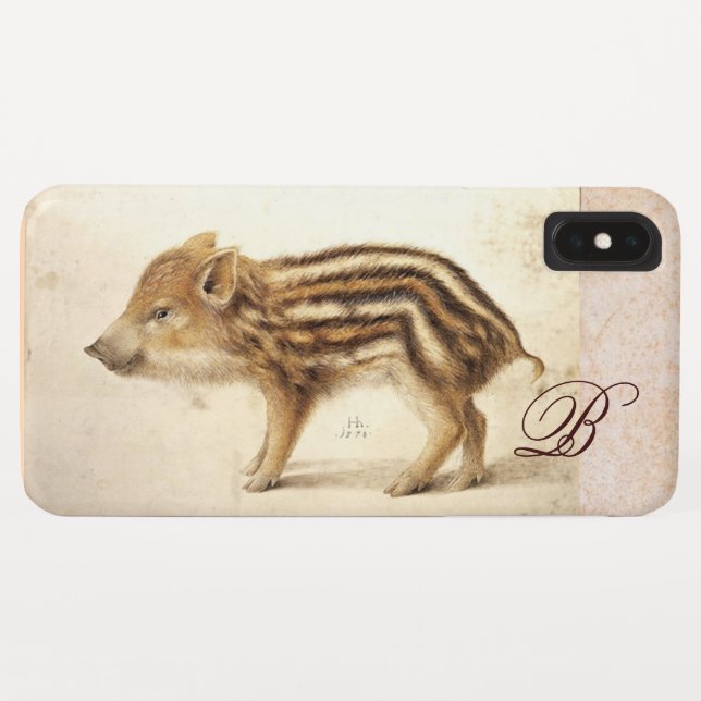 Coques Case-Mate iPhone MONogramme de dessin animal de la BANDE SAUVAGE PI (Dos (Horizontal))