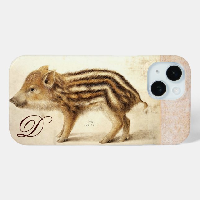 Coques Case-Mate iPhone MONogramme de dessin animal de la BANDE SAUVAGE PI (Verso (horizontal))
