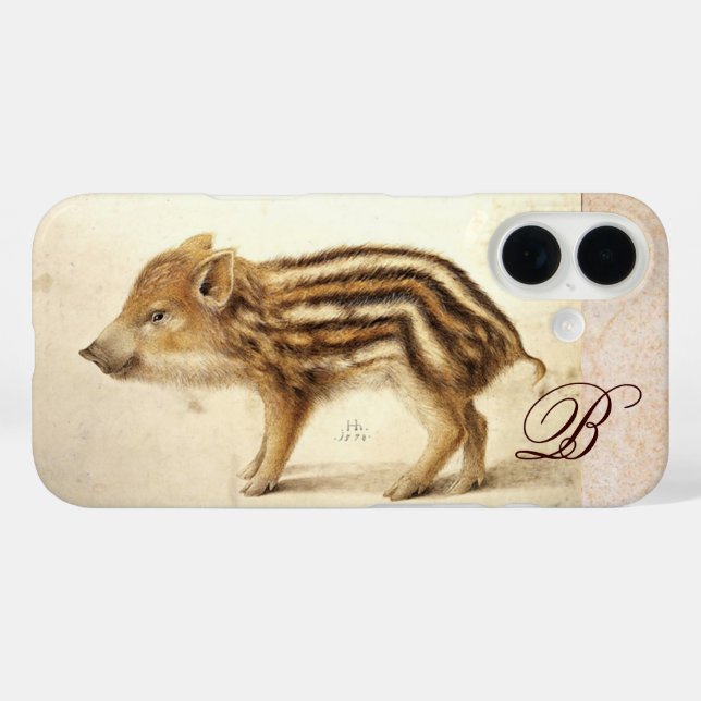 Coques Case-Mate iPhone MONogramme de dessin animal de la BANDE SAUVAGE PI (Verso (horizontal))