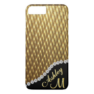 Coque iPhone 8 Plus/7 Plus Monogramme de diamant et d'or