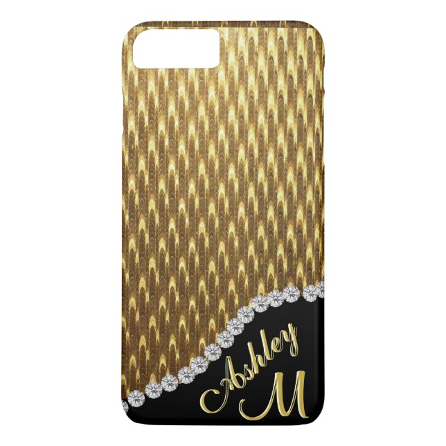 Coques Case-Mate iPhone Monogramme de diamant et d'or (Dos)