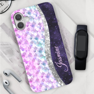 Coque Pour iPhone 16 monogramme de fausse parties scintillant de peau d