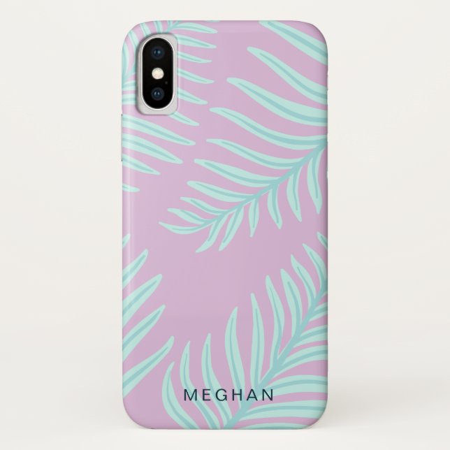 Coques Case-Mate iPhone monogramme de feuillage pastel tropical (Dos)