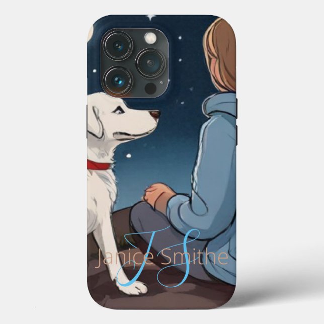 Coques Case-Mate iPhone Monogramme de fille et de chien (Verso)