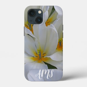 Case-Mate iPhone Case Monogramme de fleurs de jardin blanc et jaune