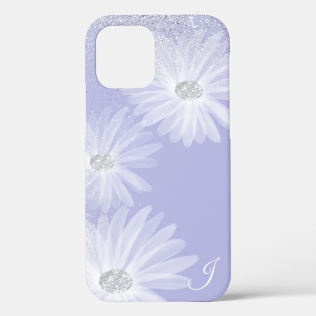Coques Case-Mate iPhone Monogramme de Fleurs de ruban blanc délicat (Verso)