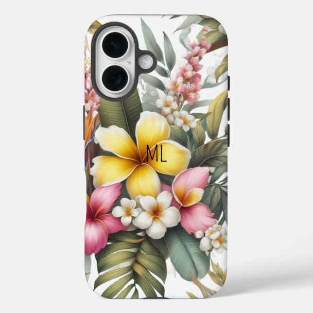 Coques Case-Mate iPhone Monogramme de fleurs tropicales Design d'île (Verso)