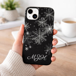 Coque Case-Mate iPhone Monogramme de flocon de neige noir et blanc