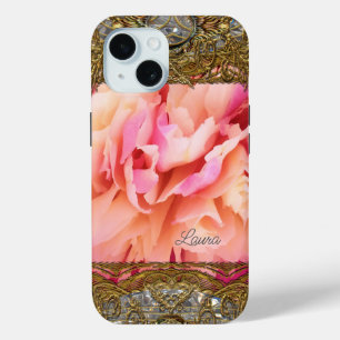 Coque Case-Mate iPhone Monogramme de fluide élegant de pivoine