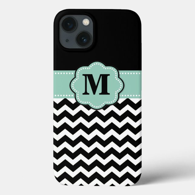 Coques Case-Mate iPhone Monogramme de fromage blanc noir (Verso)