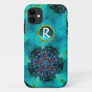 Case-Mate iPhone CASE MONOGRAMME DE GÉM TURQUOISE MOSAÏQUE ÉTOILE ROSE A