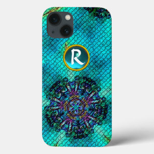 Case-Mate iPhone CASE MONOGRAMME DE GÉM TURQUOISE MOSAÏQUE ÉTOILE ROSE A