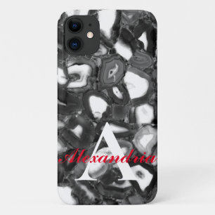Case-Mate iPhone Case Monogramme de géode noir blanc Abstrait