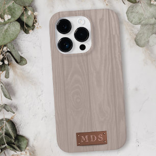 Coque Case-Mate iPhone Monogramme de grains de bois broyé rose-rousse