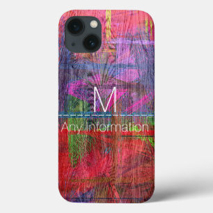 Etui iPhone 13 Monogramme de grains de bois coloré